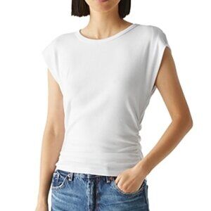 79$ Michael Stars Joni Crew Neck T-Shirt Top Dolman Cap Sleeves Size M White